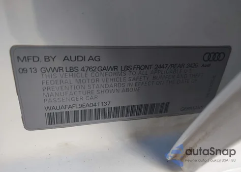 2014 Audi A4 2.0T Premium from USA, damaged, VIN WAUAFAFL9EA041137